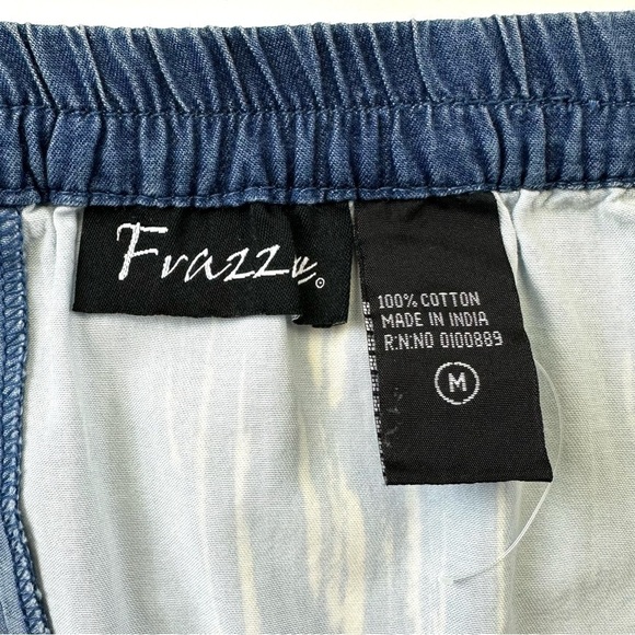 Frazzle patchwork diagonal cut A-line cotton denim maxi skirt fits 12ish - Picture 4 of 6